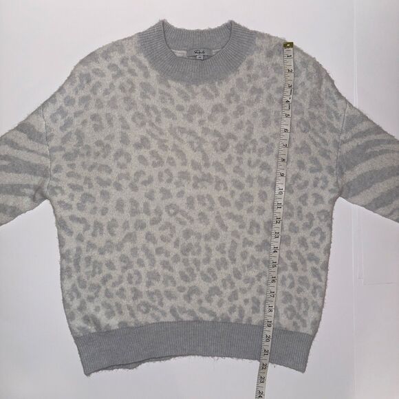 Rails Lana Leopard & Zebra Wool & Cashmere Blend Sweater Grey Pullover Luxury XS - Picture 10 of 16